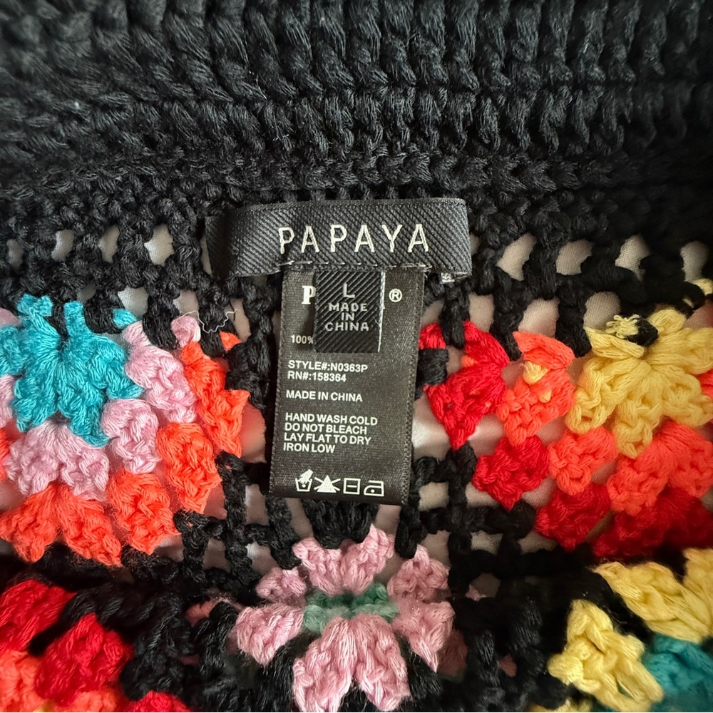 Papaya Crochet Granny Square Halter Top & Shorts Set – Black/Multi – Size M/L - Picture 3 of 14